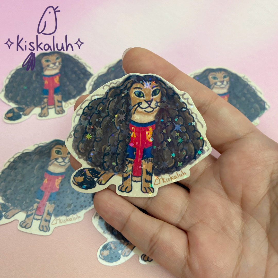 Gato Cucurella (Cucugato), sticker de vinil resistente al agua, 7 cm