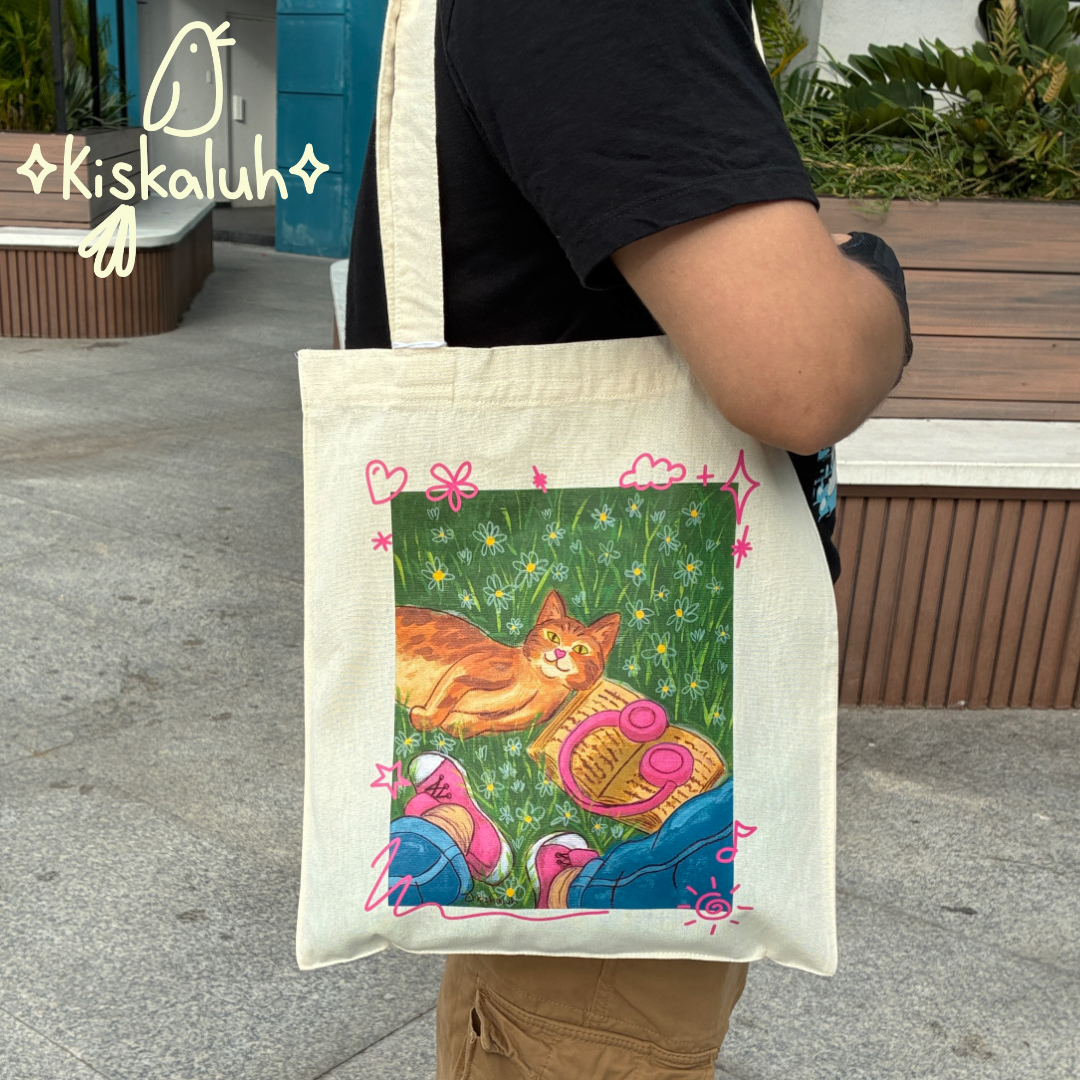 Cat and book, Tote bag, blanket bag