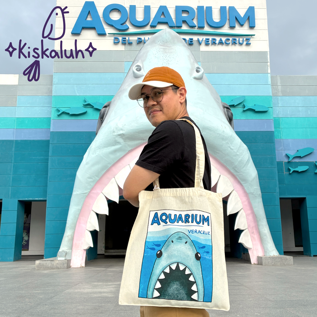 Aquarium, Tiburón del acuario de Veracruz, Tote bag, bolsa de manta