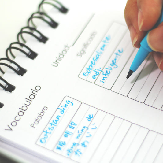 Libreta de Vocabulario para Idiomas - De Bolsillo 1/4 carta, artesanal pasta dura