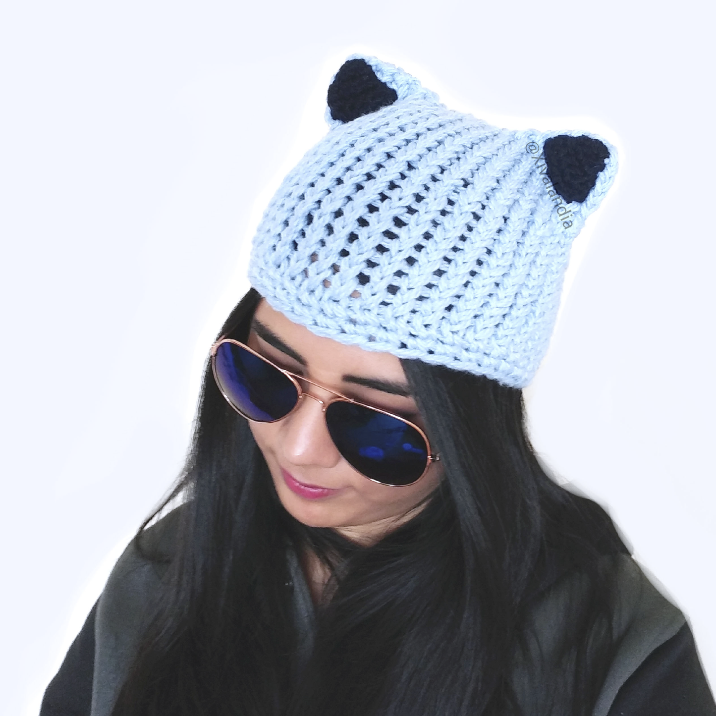 Gorro orejas de gato, tejido artesanal, joven y adulto, Unitalla