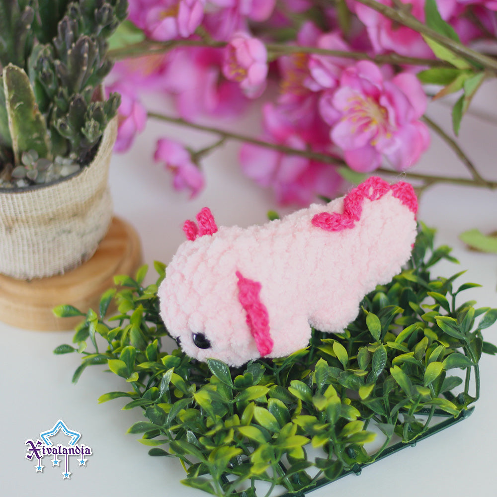 Mini Axolotl crochet plush - 4.25 in / 11cm - handmade soft yarn amigurumi
