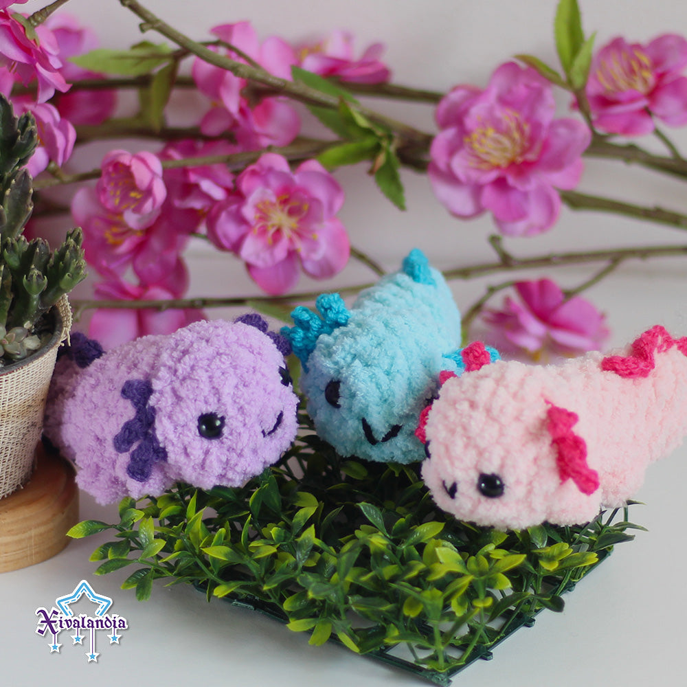 Mini Axolotl crochet plush - 4.25 in / 11cm - handmade soft yarn amigurumi