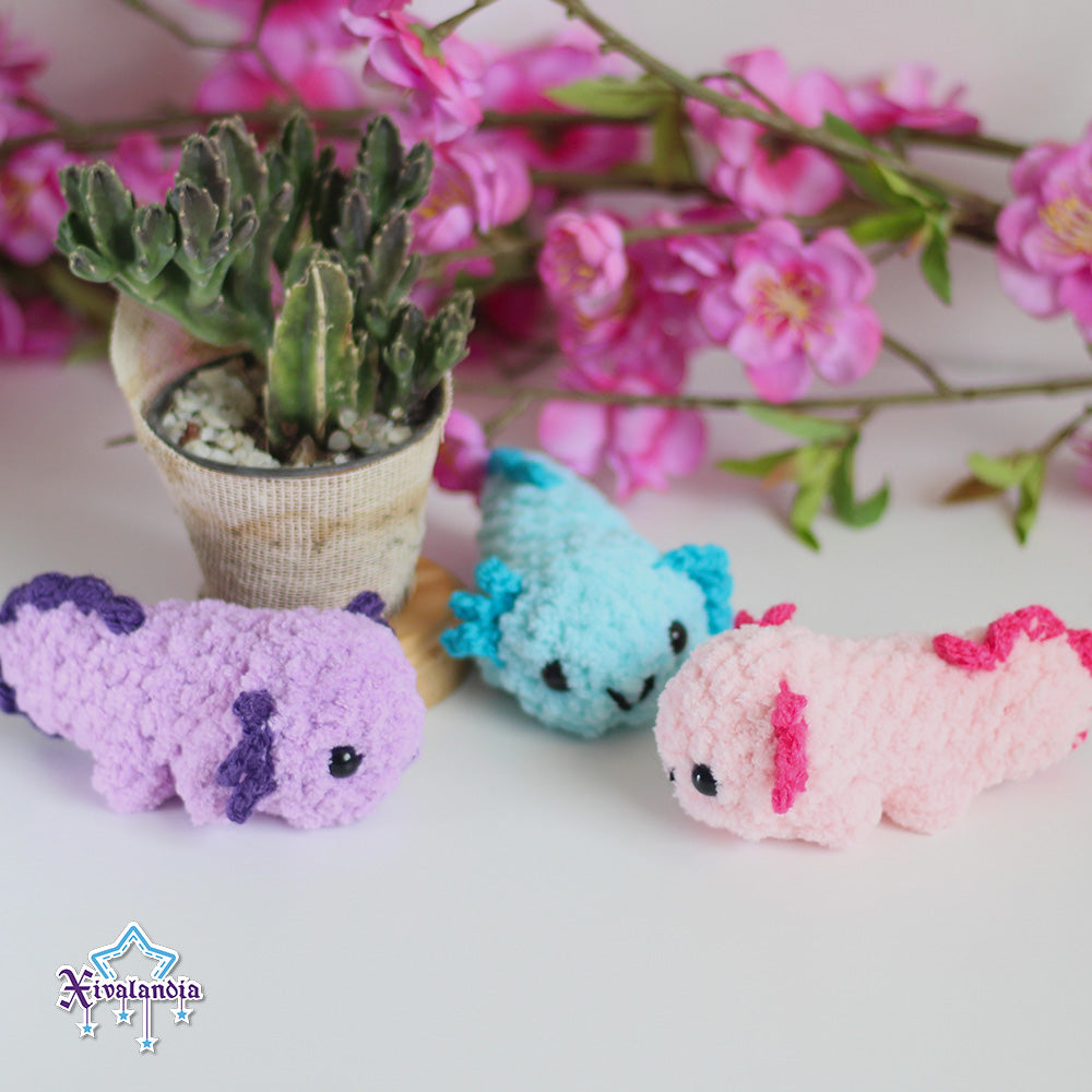 Mini Axolotl crochet plush - 4.25 in / 11cm - handmade soft yarn amigurumi