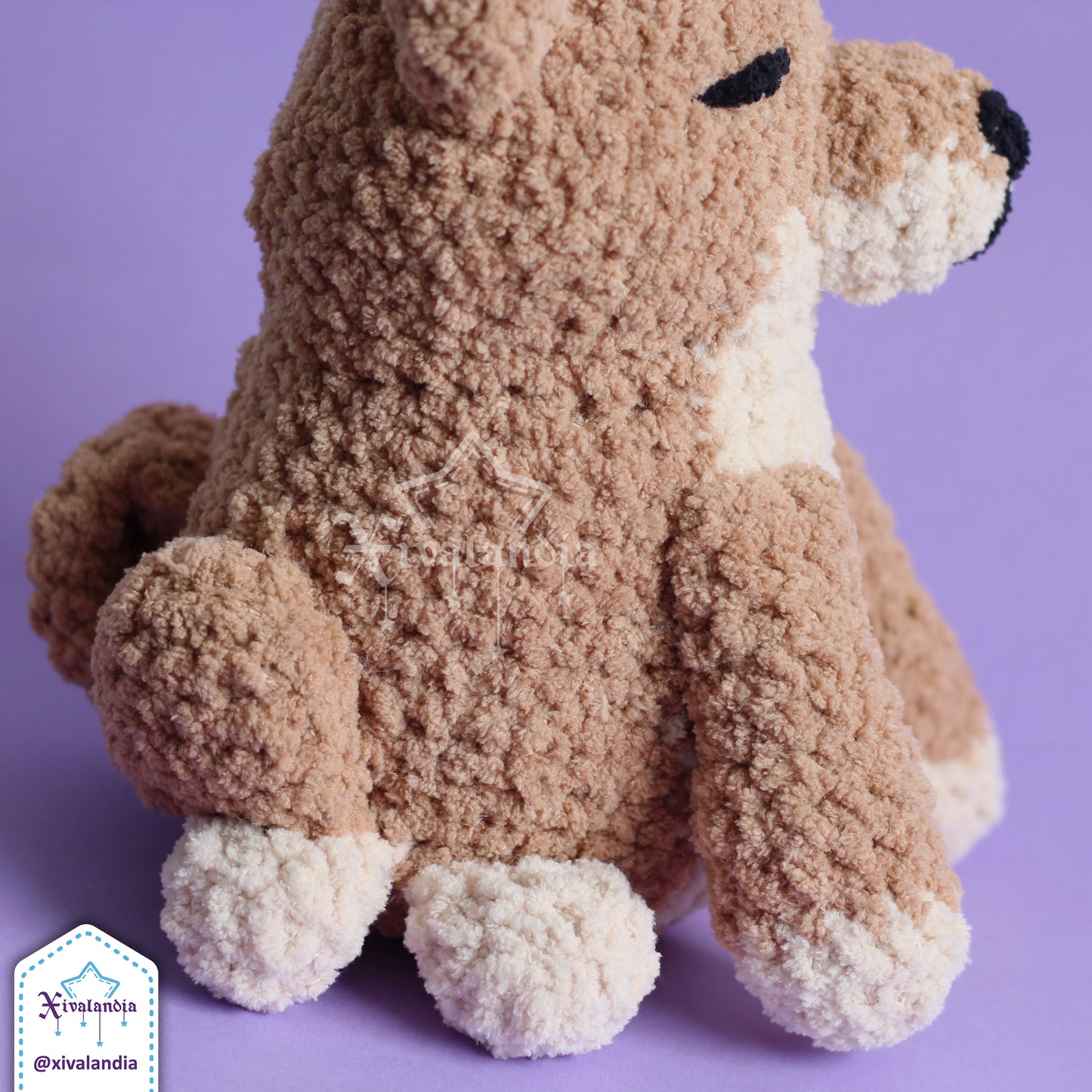 Dog Cheems meme crochet plush, shiba inu - 8 in/20cm - soft yarn amigurumi