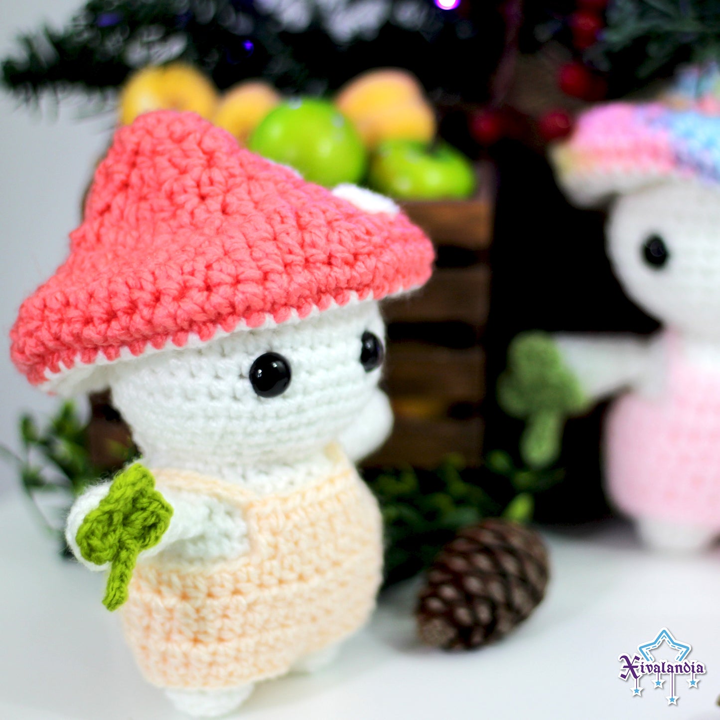 Peluche hongo seta, 15cm, tejido crochet artesanal, amigurumi