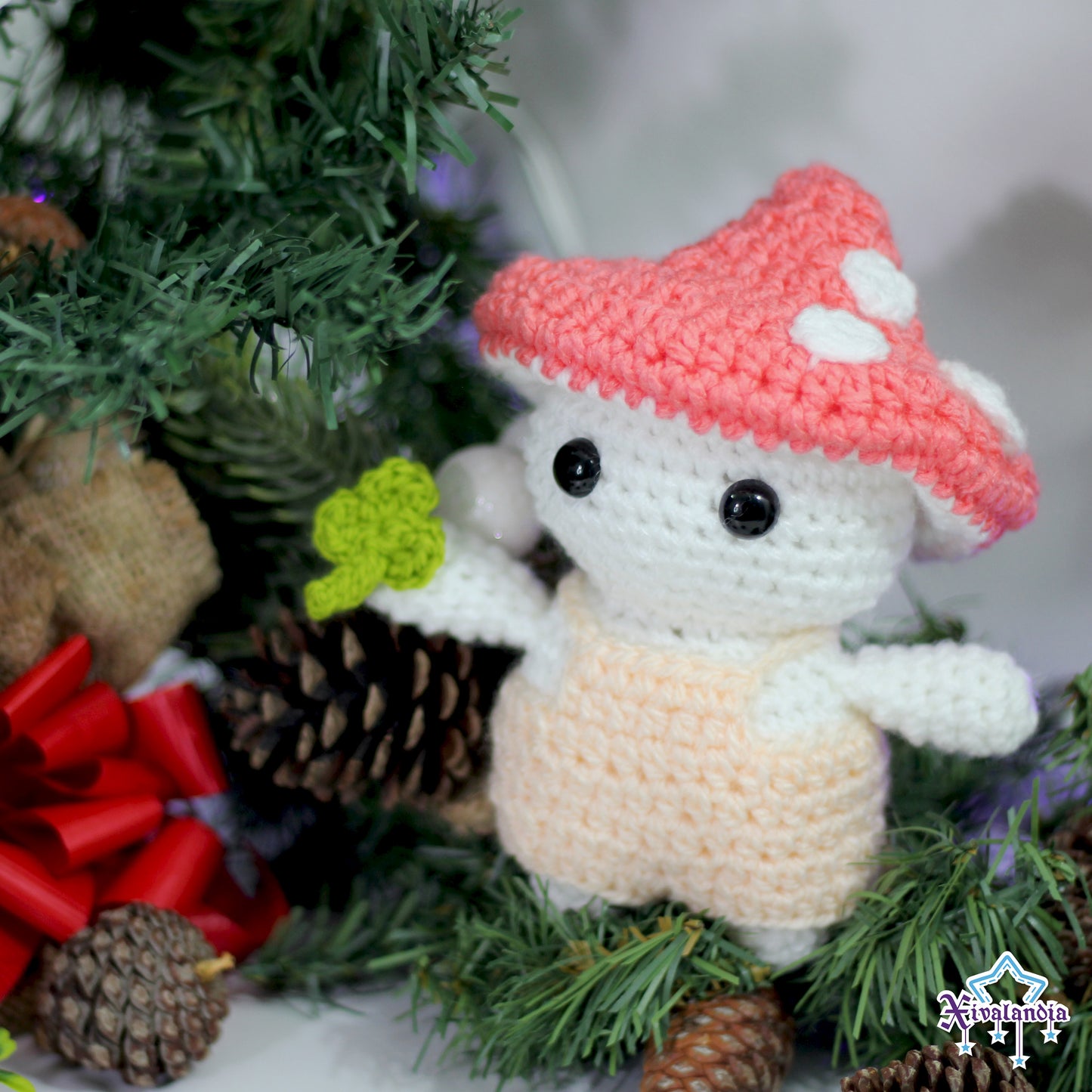 Peluche hongo seta, 15cm, tejido crochet artesanal, amigurumi