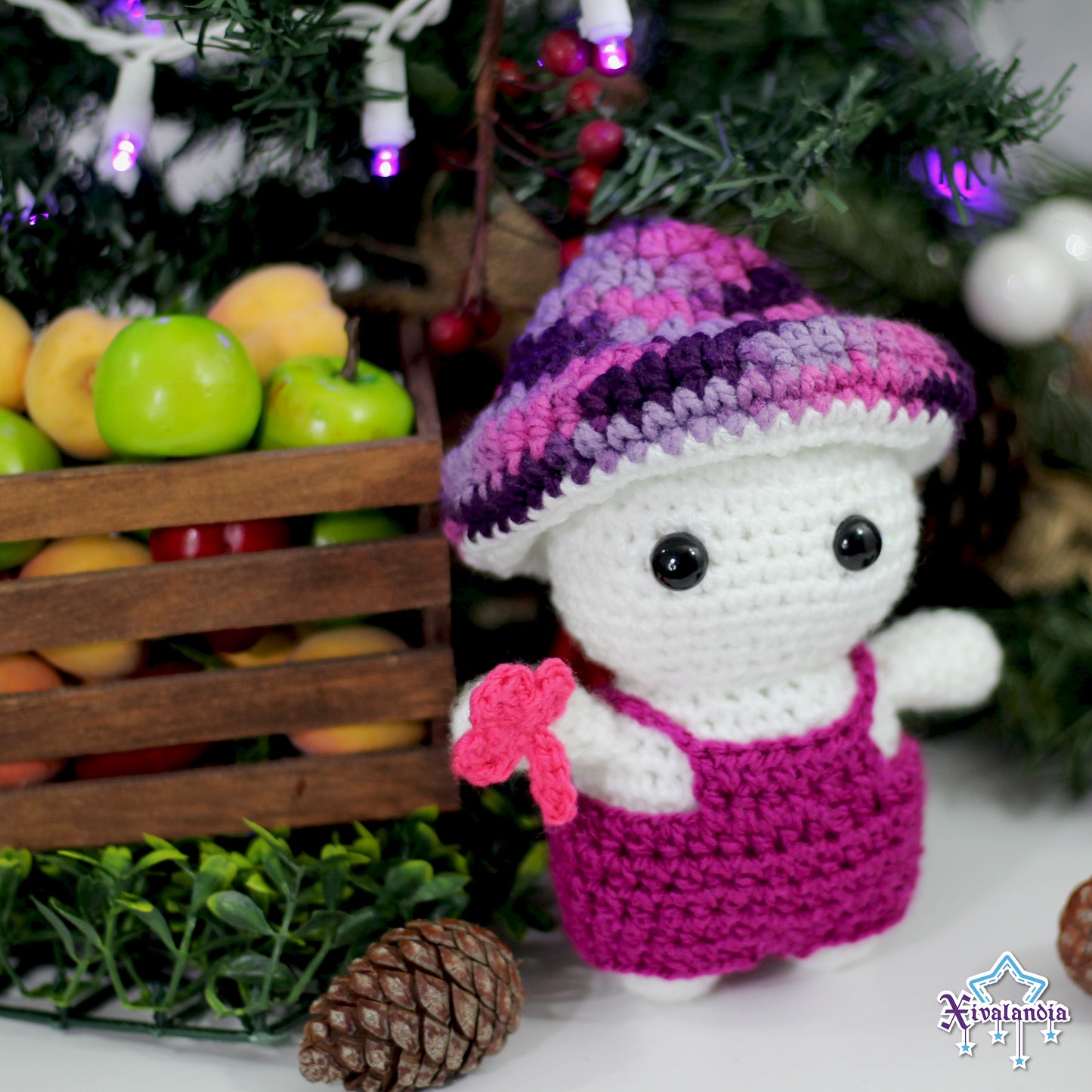 Peluche hongo seta, 15cm, tejido crochet artesanal, amigurumi