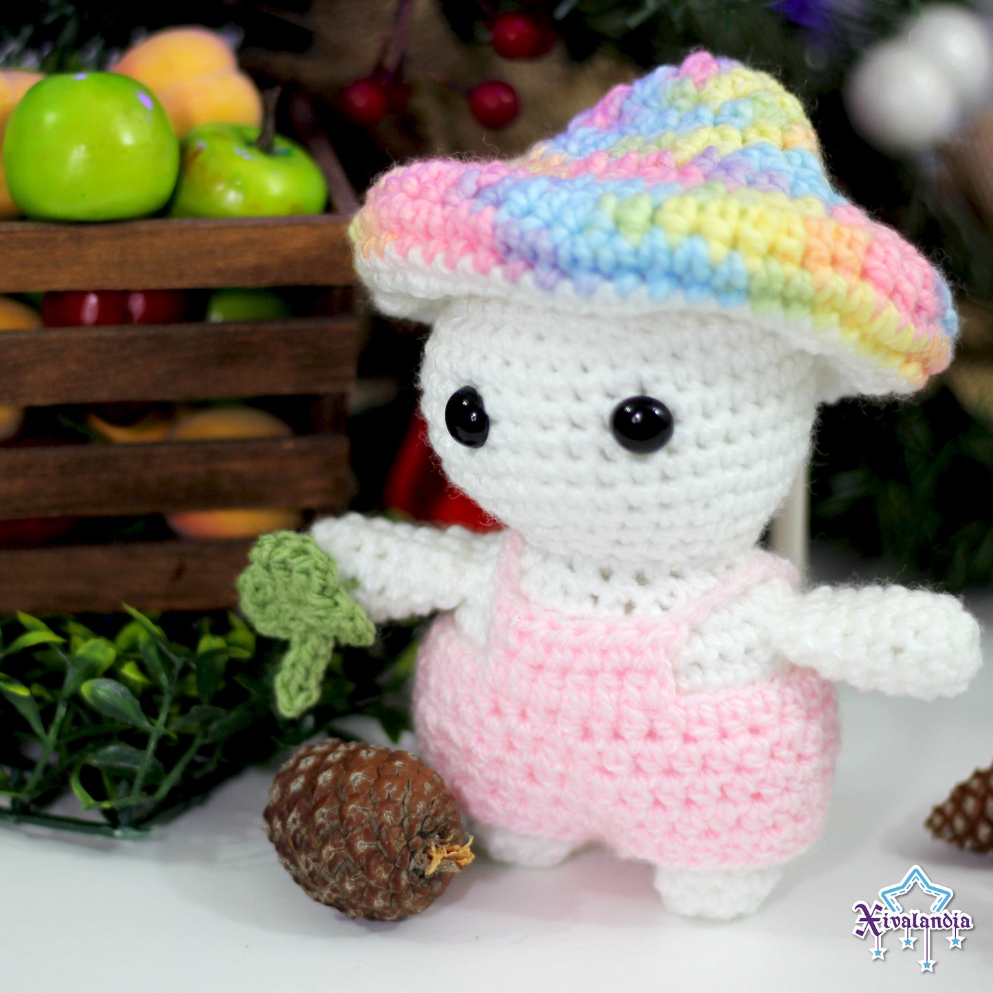 Peluche hongo seta, 15cm, tejido crochet artesanal, amigurumi