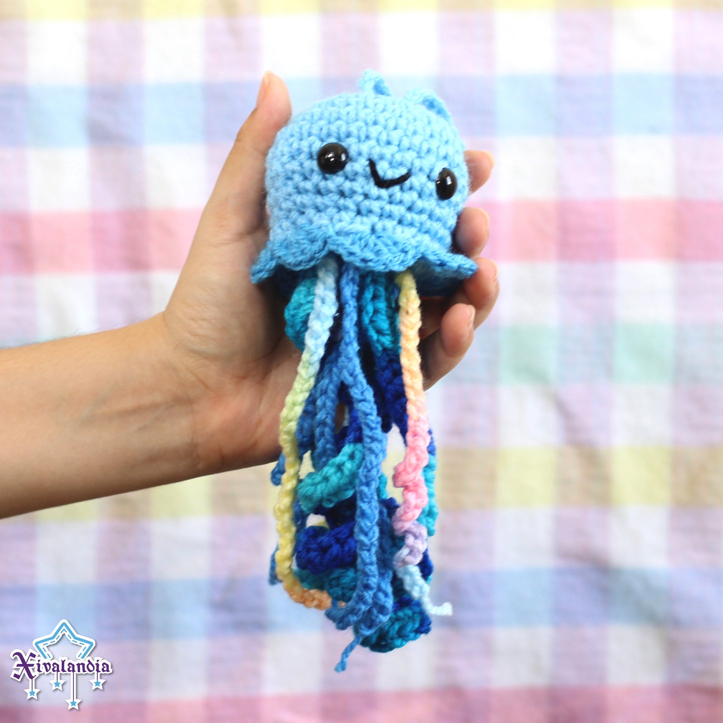 Medusa colgante de peluche para llavero 15cm, adorno tejido artesanal