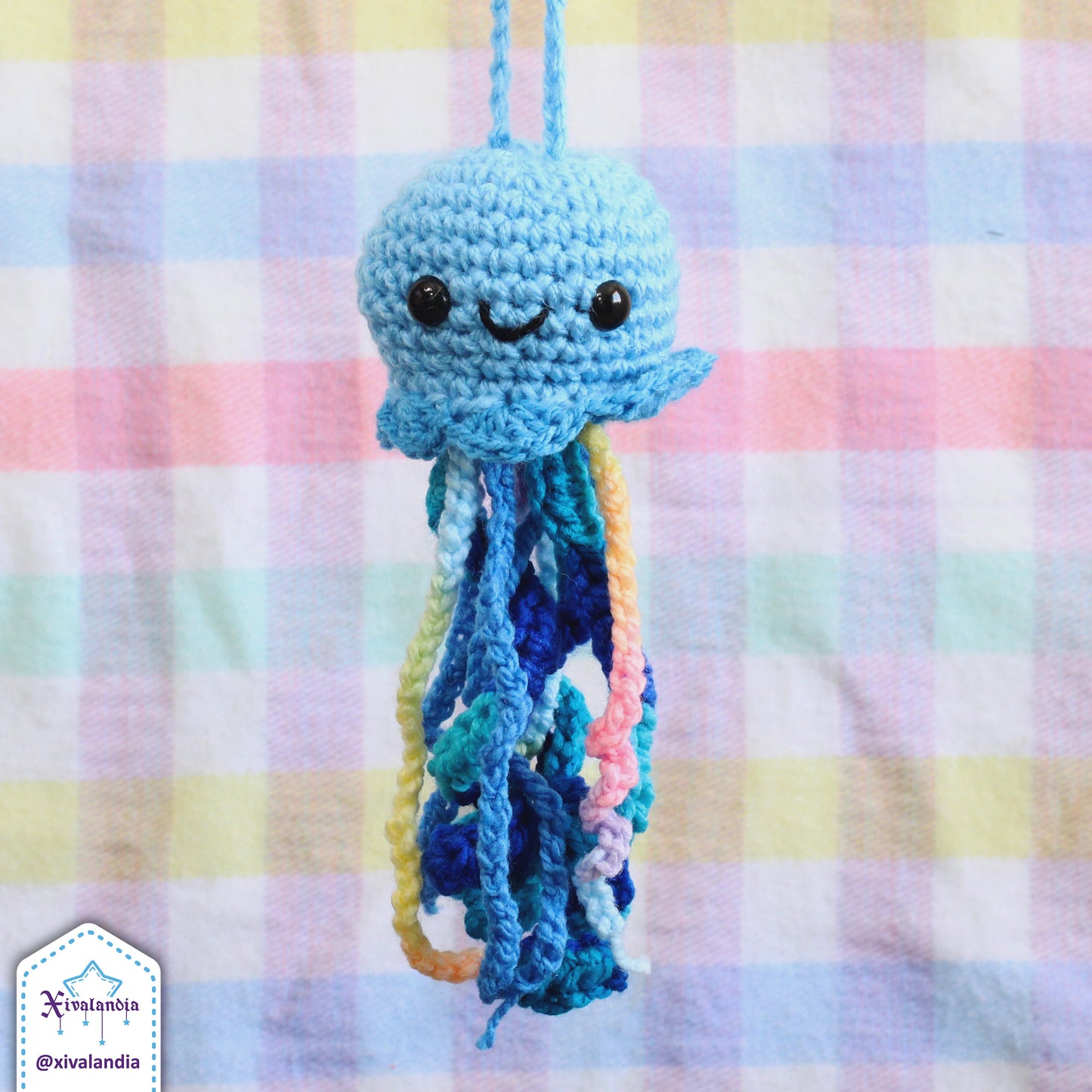 Medusa colgante de peluche para llavero 15cm, adorno tejido artesanal