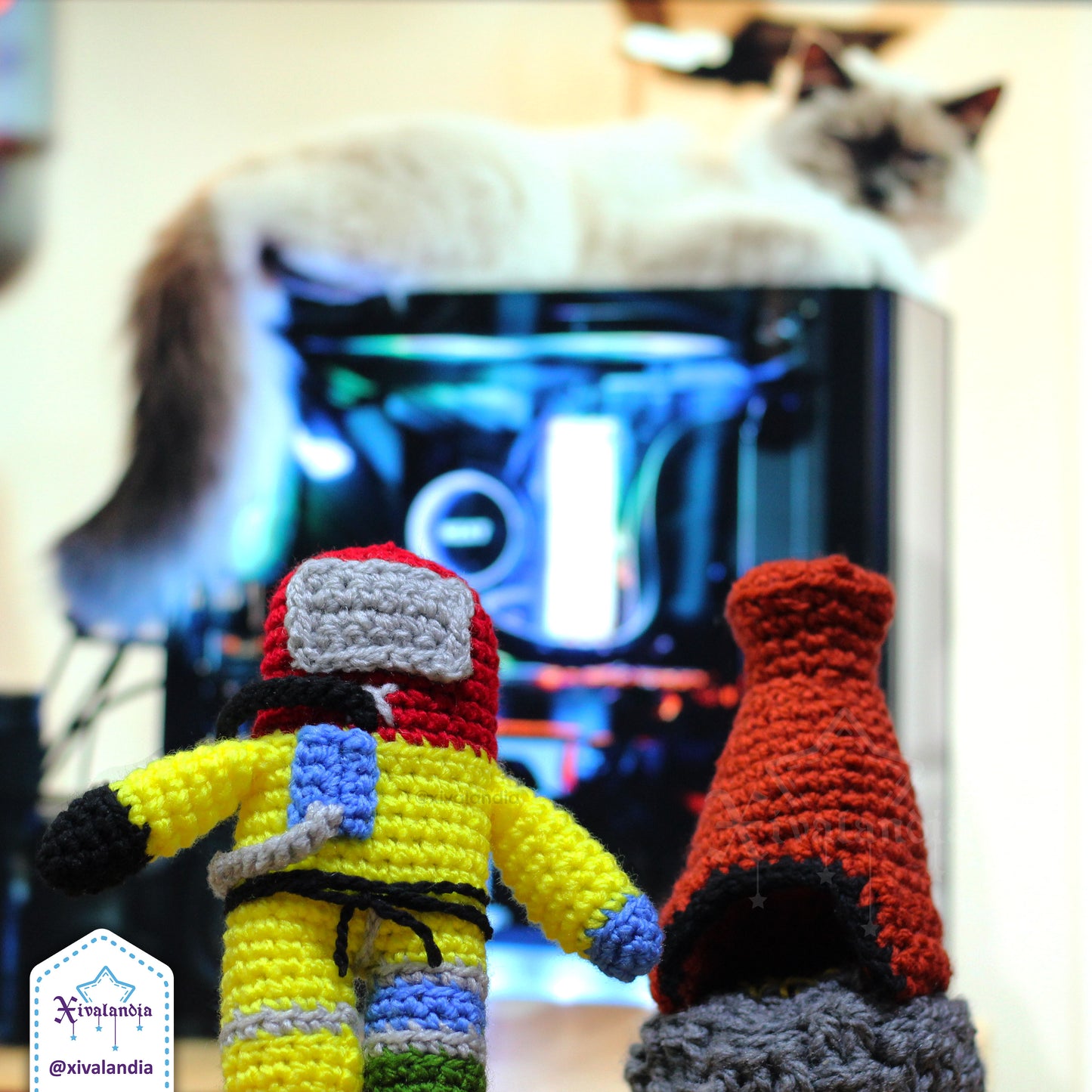 Rust Hazmat crochet plush - 5 in/13cm - handmade amigurumi