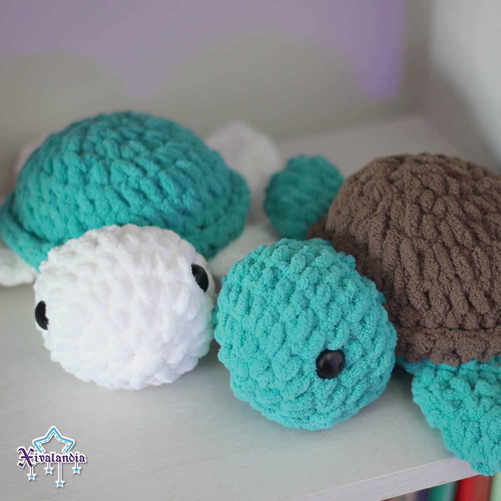 Turtle crochet plush - 9.5 in/24cm - soft yarn amigurumi