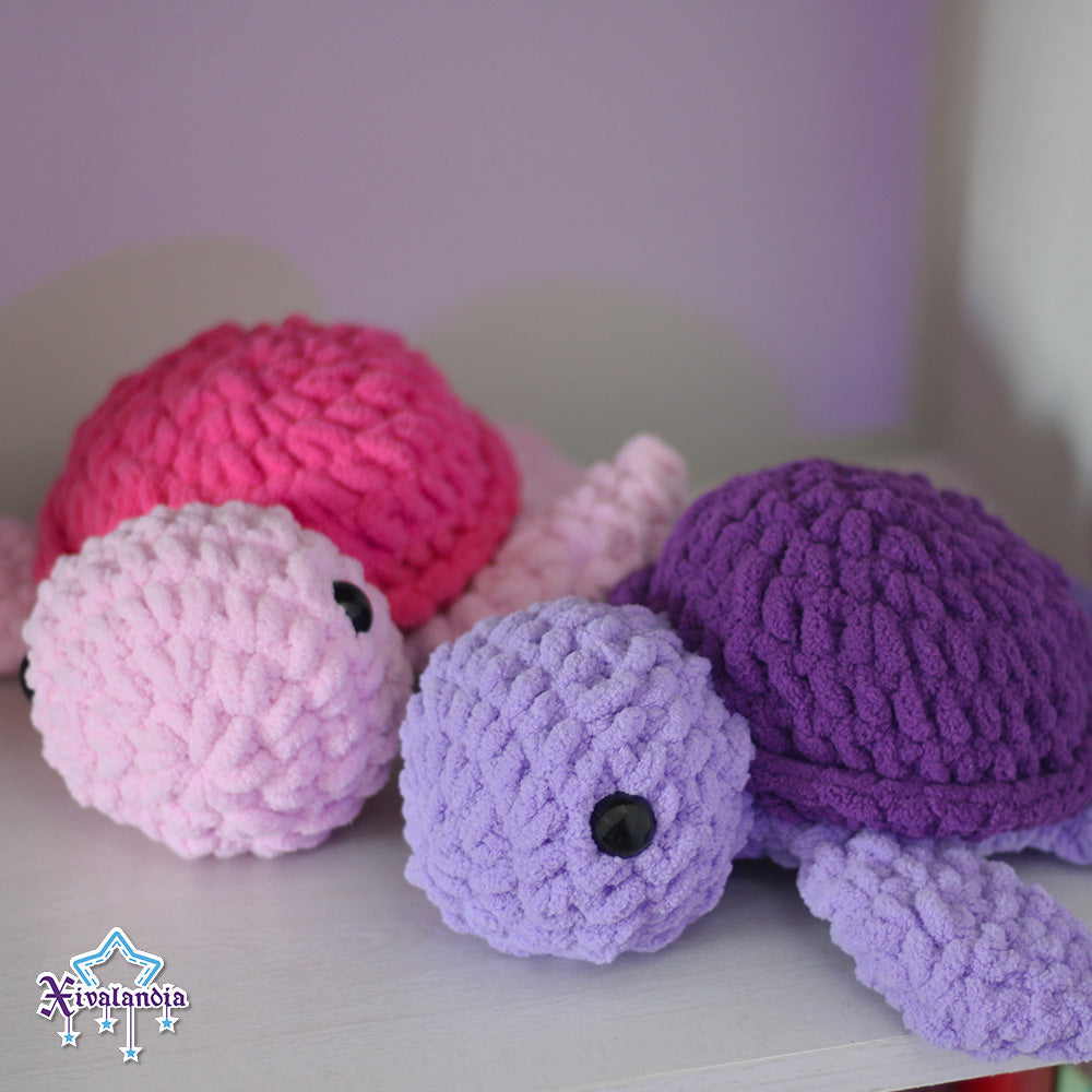 Turtle crochet plush - 9.5 in/24cm - soft yarn amigurumi