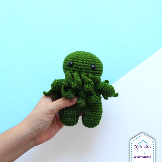 Peluche Cthulhu 14cm, tejido crochet artesanal, amigurumi