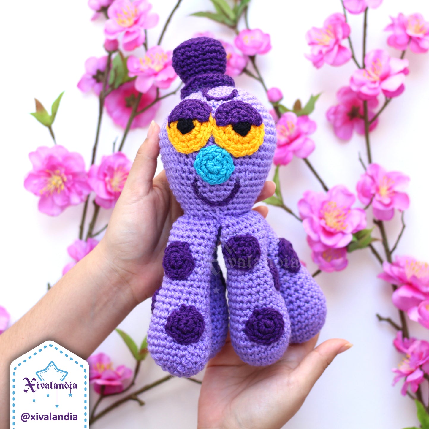 Mr. Octi plush from Bubbles, purple octopus crochet - handmade amigurumi