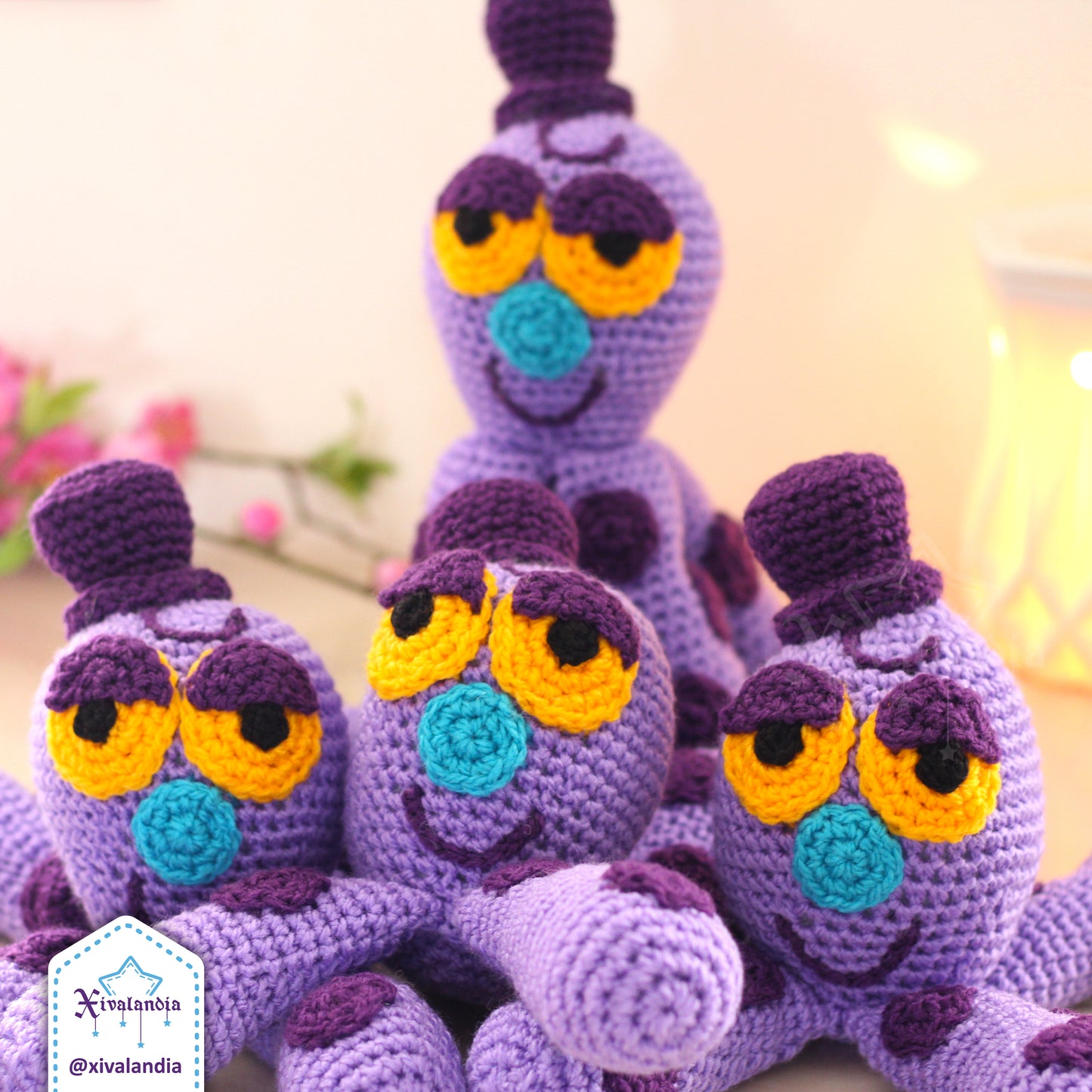 Mr. Octi plush from Bubbles, purple octopus crochet - handmade amigurumi