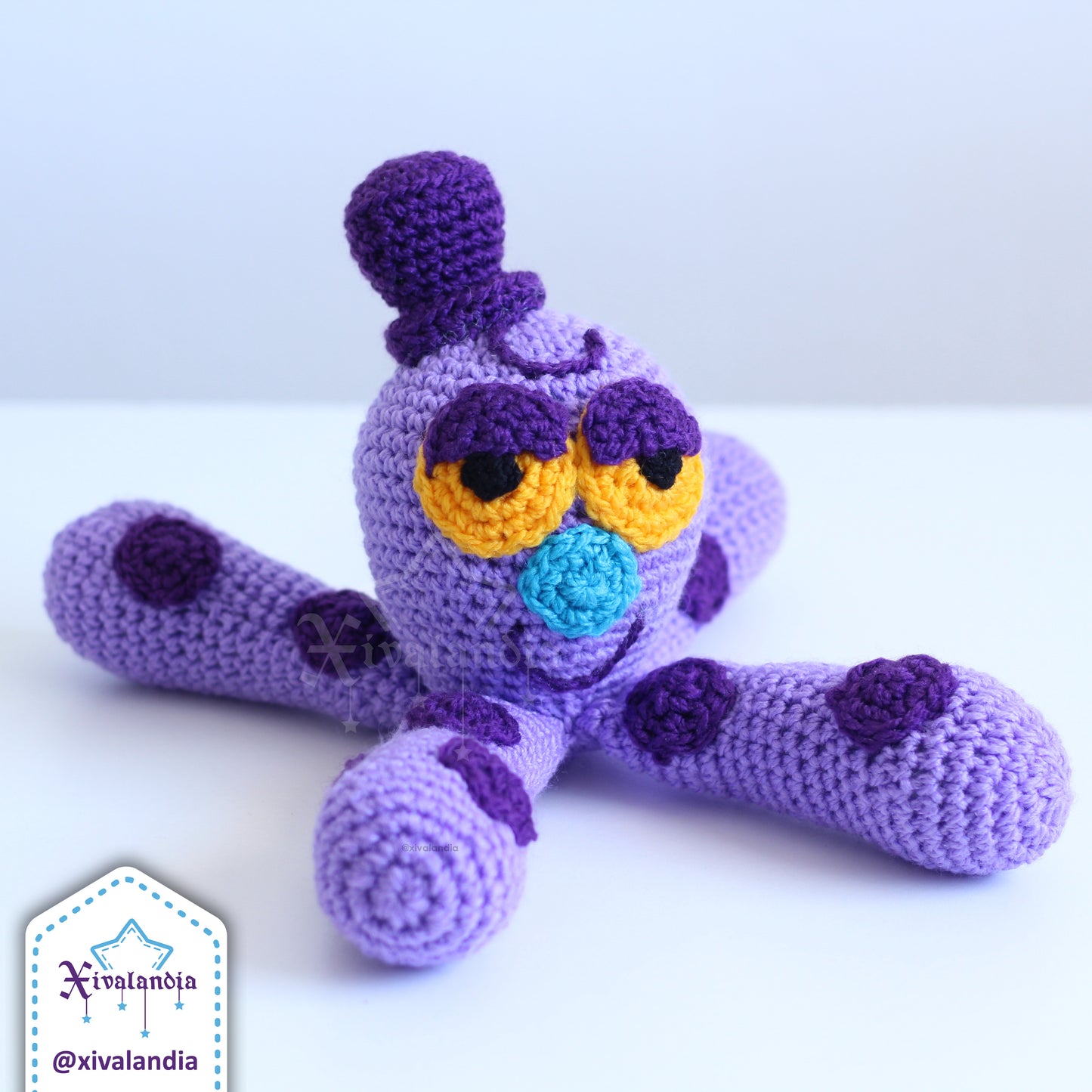 Mr. Octi plush from Bubbles, purple octopus crochet - handmade amigurumi