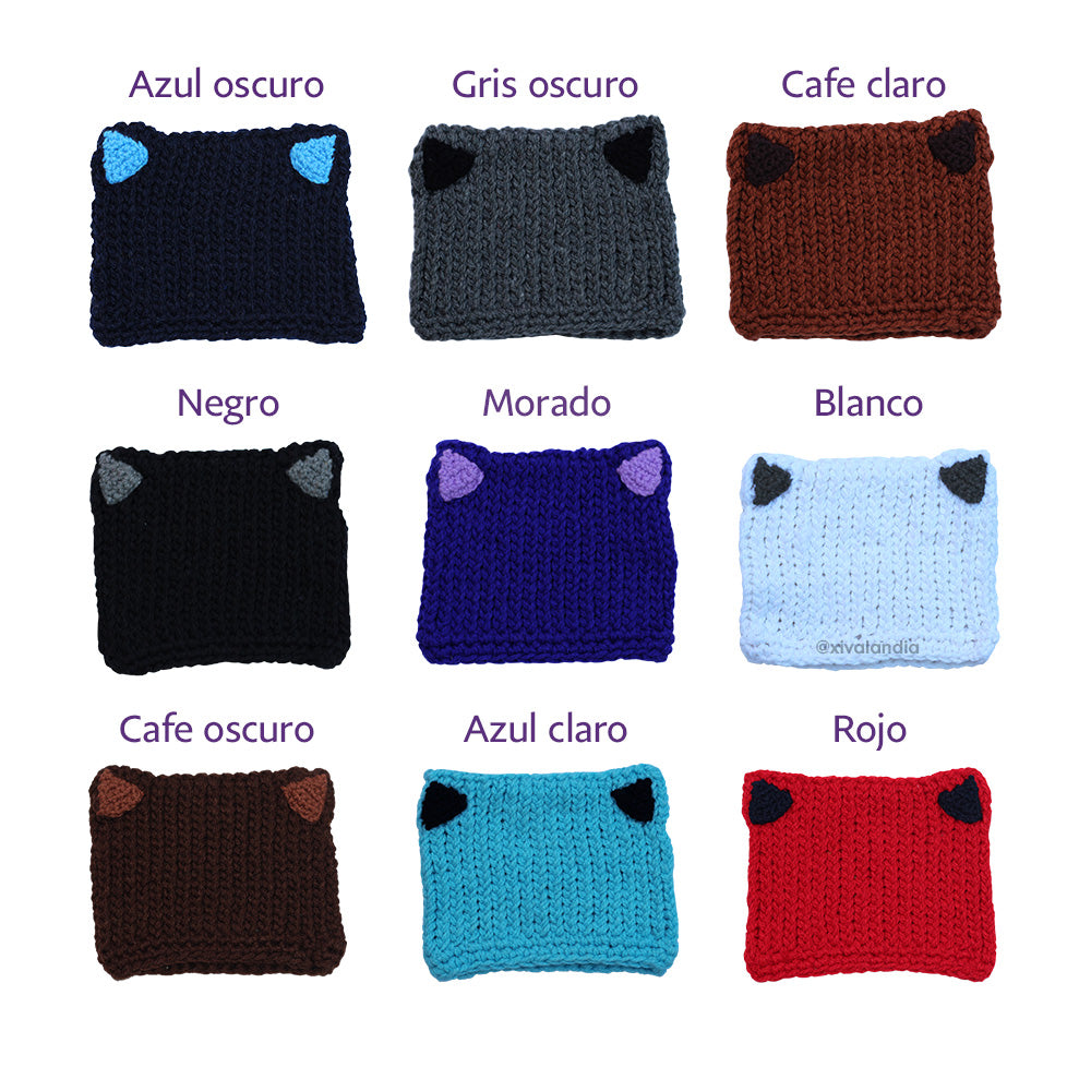 Gorro orejas de gato, tejido artesanal, joven y adulto, Unitalla