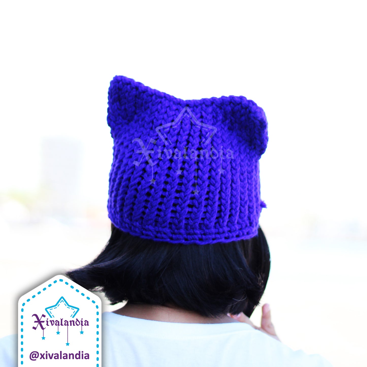 Gorro orejas de gato, tejido artesanal, joven y adulto, Unitalla