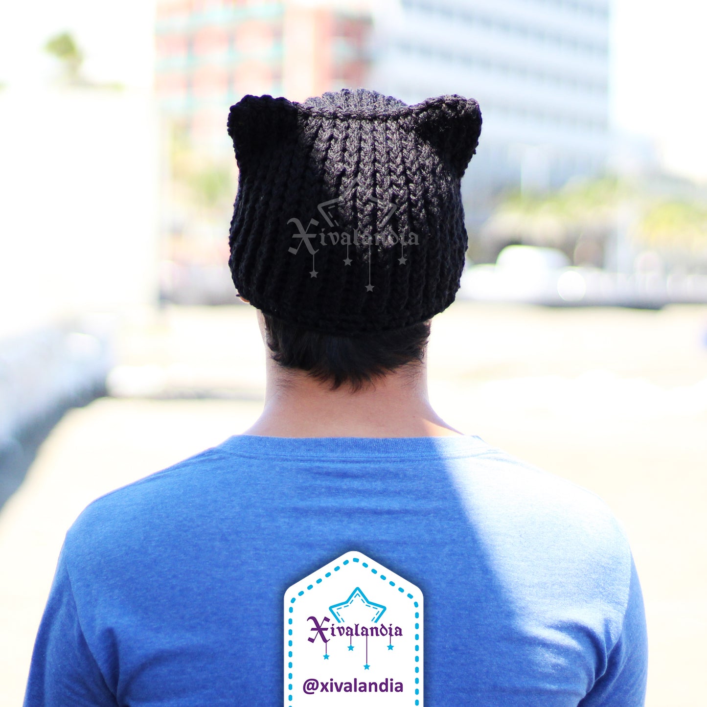 Gorro orejas de gato, tejido artesanal, joven y adulto, Unitalla