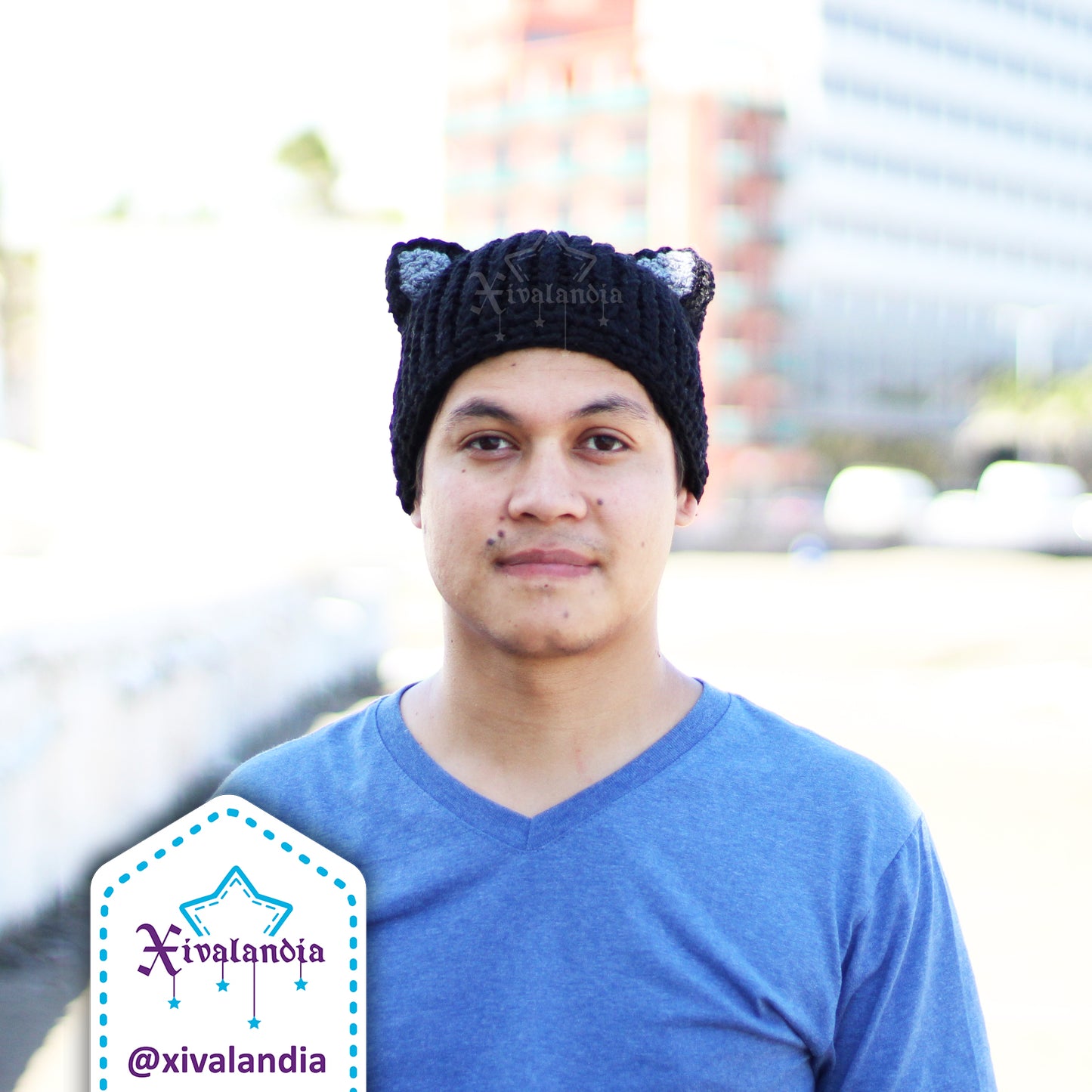 Gorro orejas de gato, tejido artesanal, joven y adulto, Unitalla