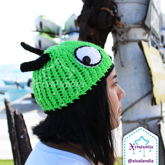 Gorro G.I.R. de Invasor Zim, GIR, perro verde, tejido artesanal, joven y adulto, Unitalla