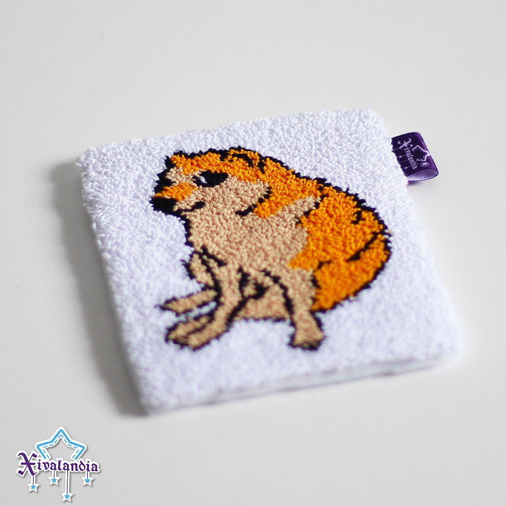 Coaster Cheems dog meme, mug rug doge, 5 in/13cm, handmade Punch Needle