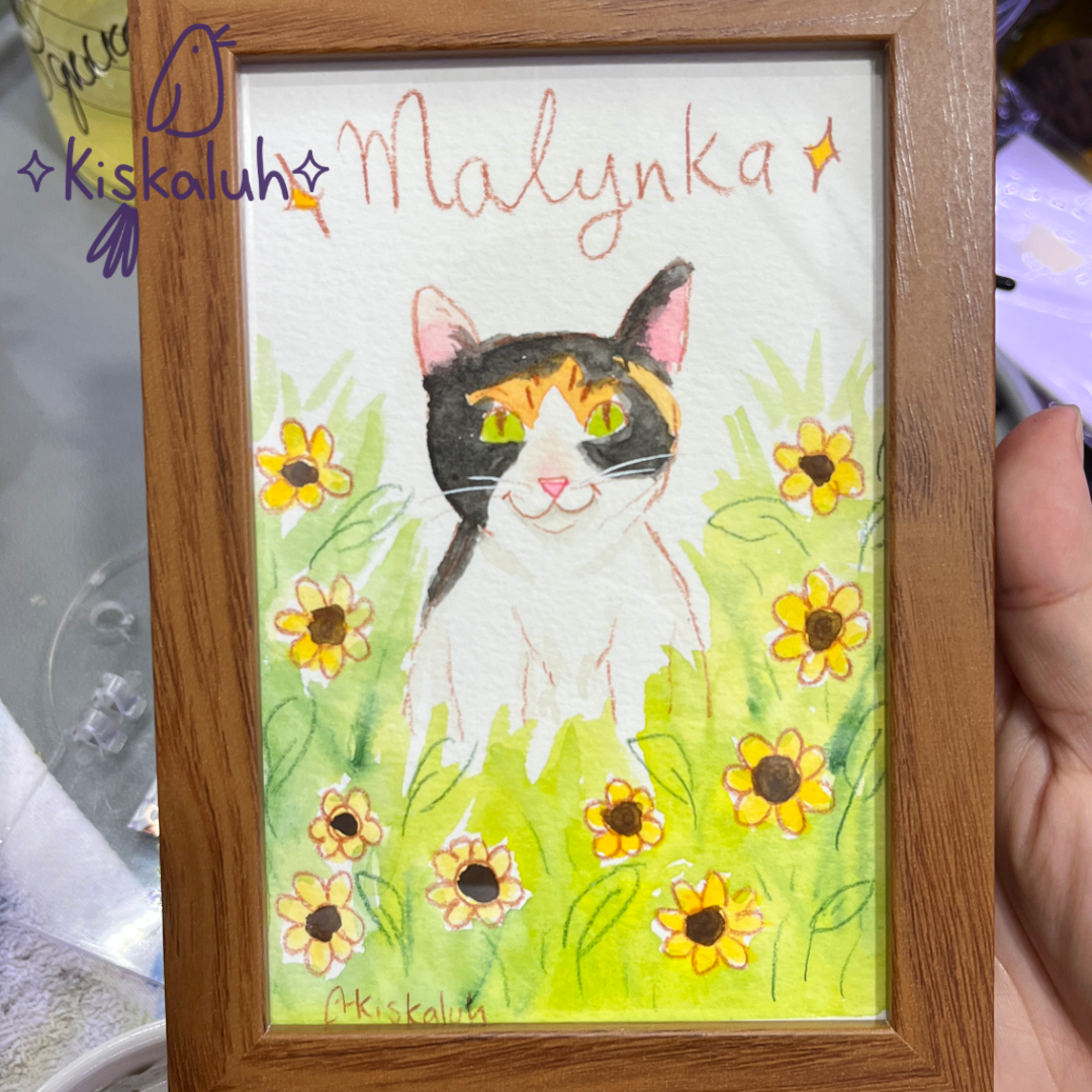 Retrato de Mascota Con Marco - Arte Pintado a mano