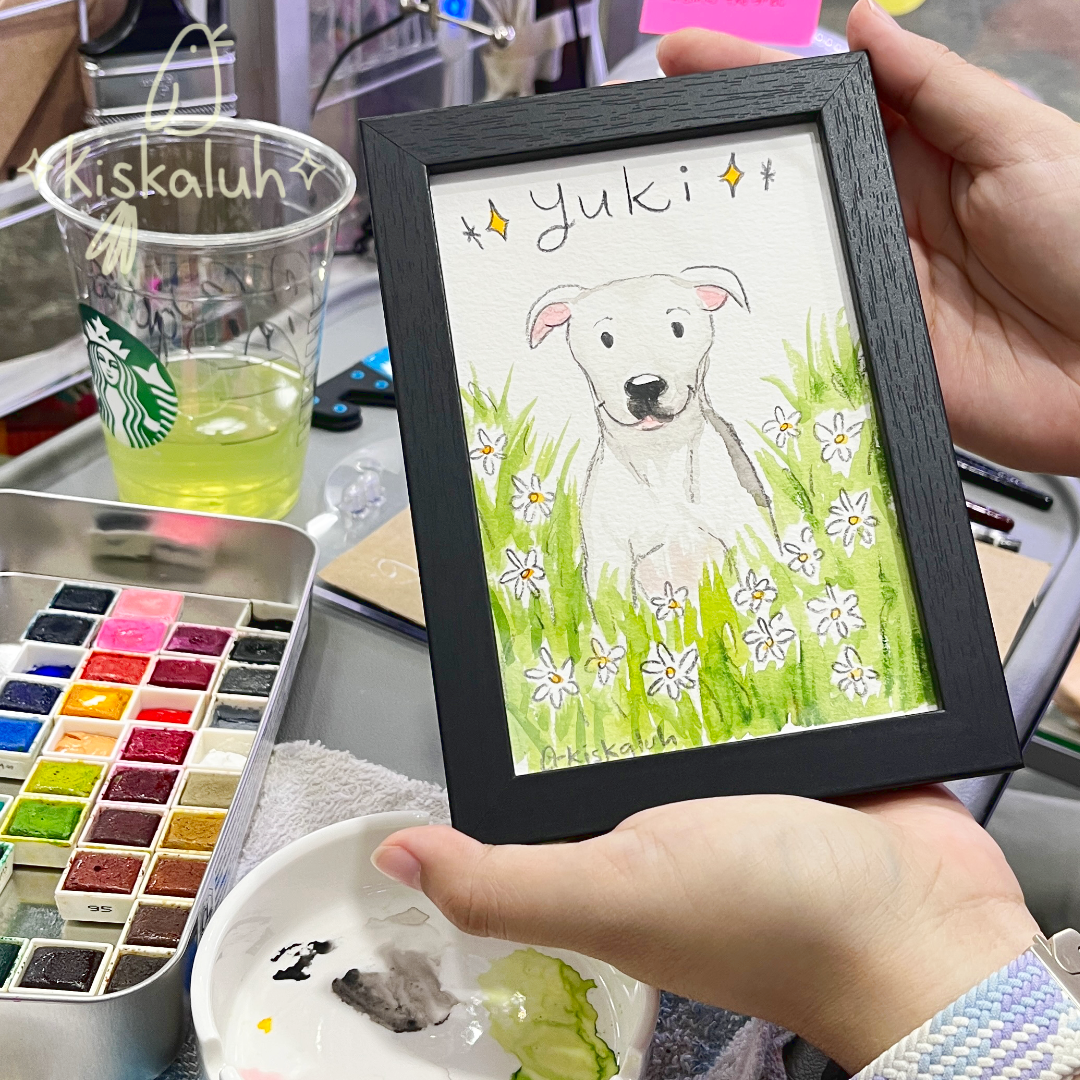 Retrato de Mascota Con Marco - Arte Pintado a mano