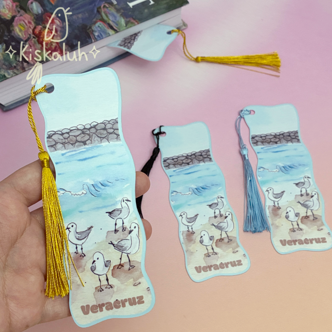 Gaviotas, Separador de libros, playa Veracruz, Bookmark