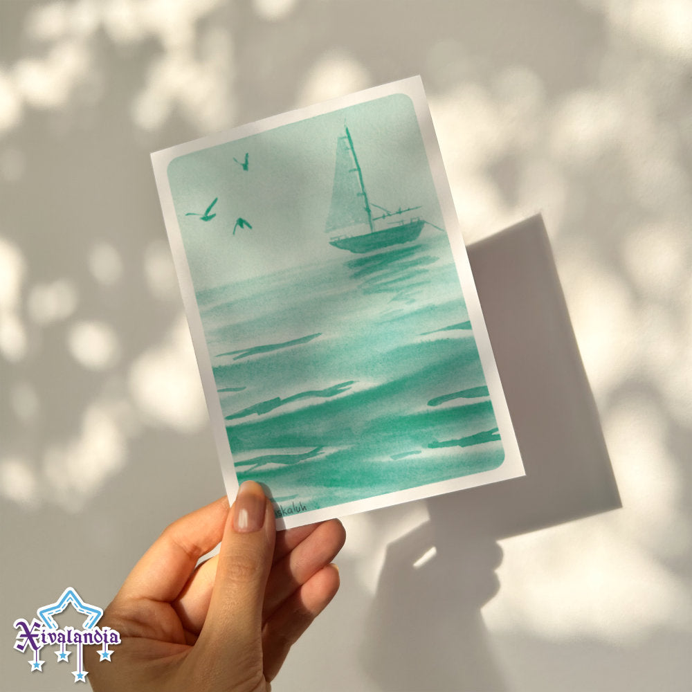 Sea and Sailboat - Print Postcard A6 / 10x15cm / 4x6 in