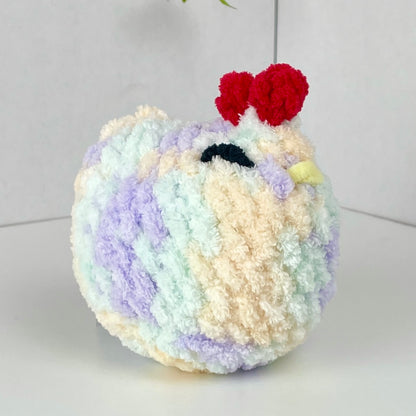 Chicken crochet plush - 4 in/10cm - soft  plush yarn, hen amigurumi