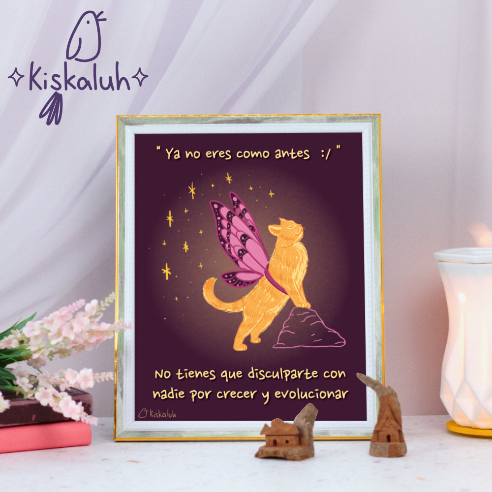 Print Gato Mariposa, con marco, 20 x 25 cm / 8x10 pulg.