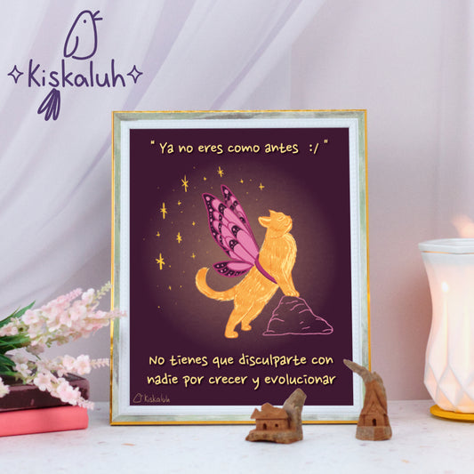 Print Gato Mariposa, con marco, 20 x 25 cm / 8x10 pulg.