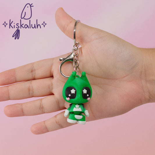 Green alien, flexible keychain, bag charm