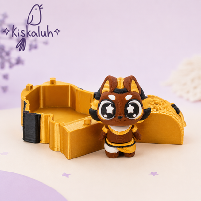 Anubis kawaii con sarcófago articulado 3D