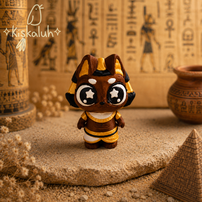 Anubis kawaii con sarcófago articulado 3D