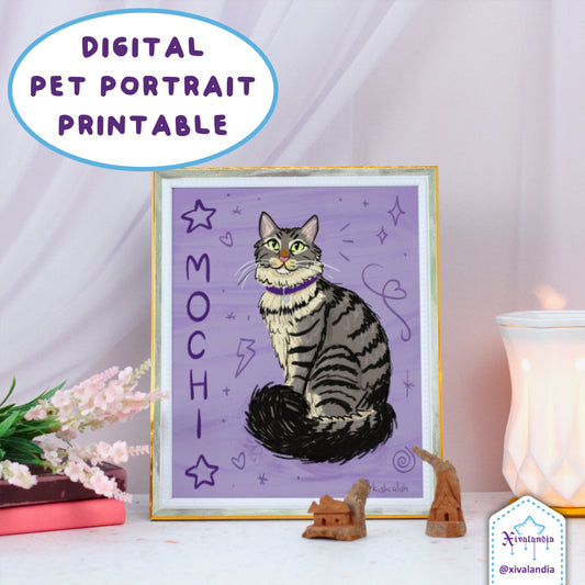 Digital Pet Portrait, 8x10 in, Doodle Drawing, Custom Printable Art (1 pet per portrait)