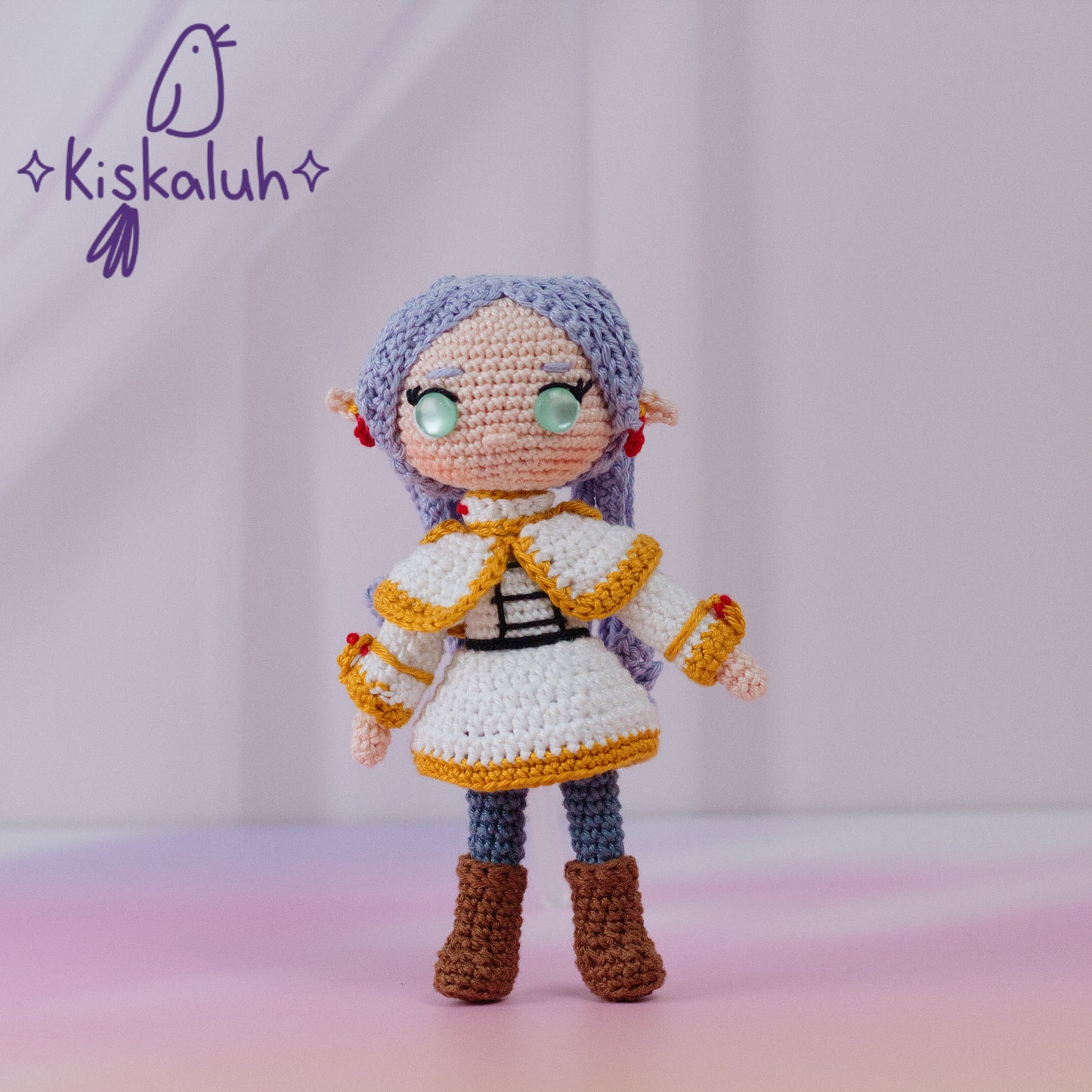 Frieren crochet doll, 18 cm/7 in, handmade plush toy amigurumi