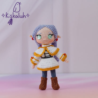 Frieren crochet doll, 18 cm/7 in, handmade plush toy amigurumi