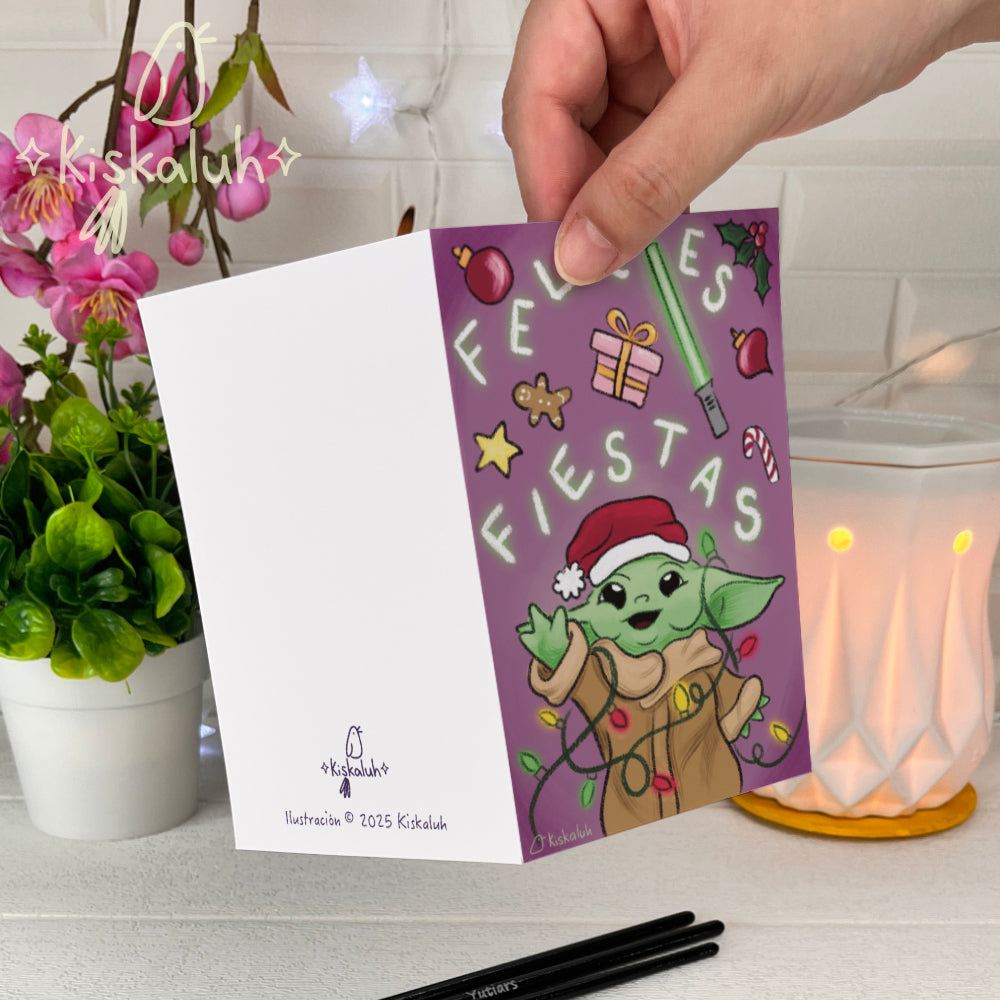 Felices fiestas bebé Alien - Tarjeta de felicitación - 10x15cm / 4x6 pulg.  Feliz Navidad star, Ilustración