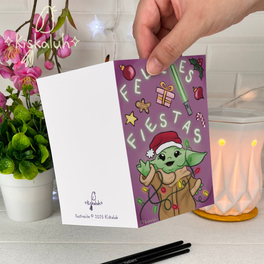 Felices fiestas bebé Alien - Tarjeta de felicitación - 10x15cm / 4x6 pulg.  Feliz Navidad star, Ilustración