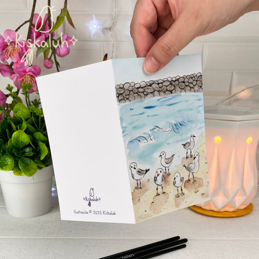 Gaviotas en la playa de Veracruz - Tarjeta de felicitación - 10x15cm / 4x6 pulg.
