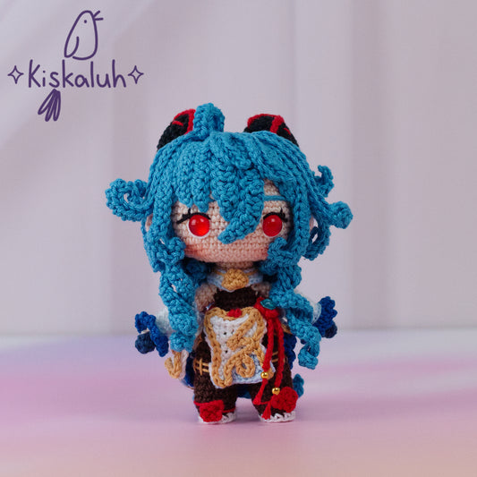 Muñeca Ganyu Genshin 15cm/ 6 pulg., tejido crochet artesanal, amigurumi