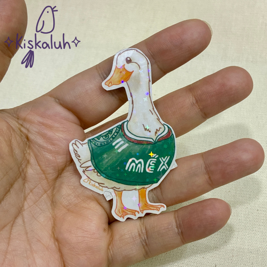pato futbolista, Sticker vinil 7cm, Calcomanía pegatina