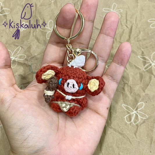 Llavero tejido bokoblin de peluche, bag charm, 5cm/2 pulg, tejido crochet artesanal, amigurumi