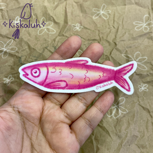 Pez Sardina Rosa, Sticker vinil Premium, Calcomanía pegatina