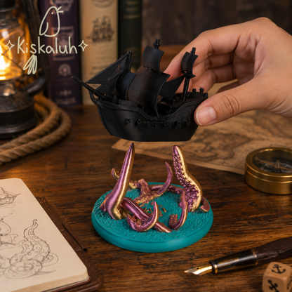 Perla Negra con Kraken, figura decorativa 3D