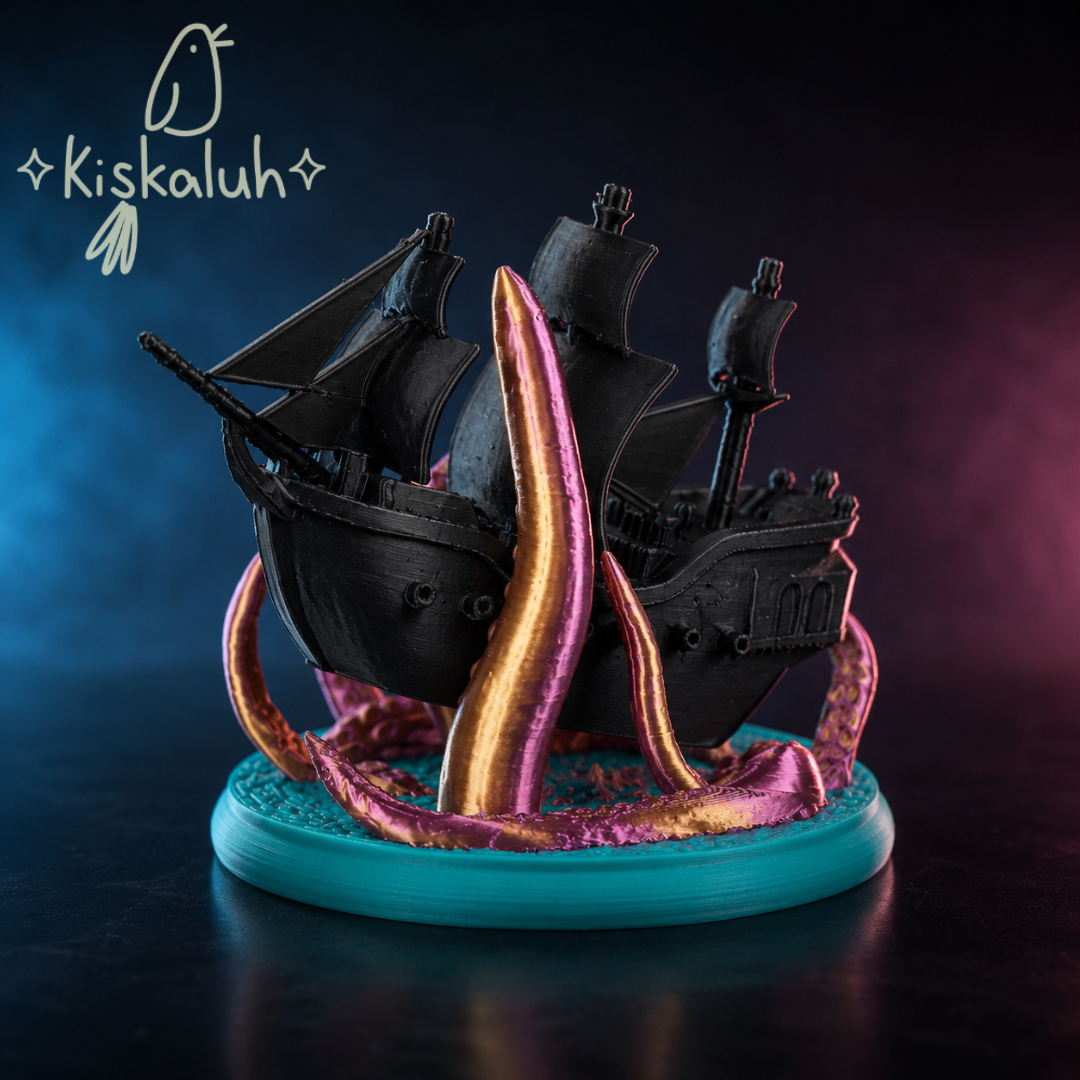 Perla Negra con Kraken, figura decorativa 3D